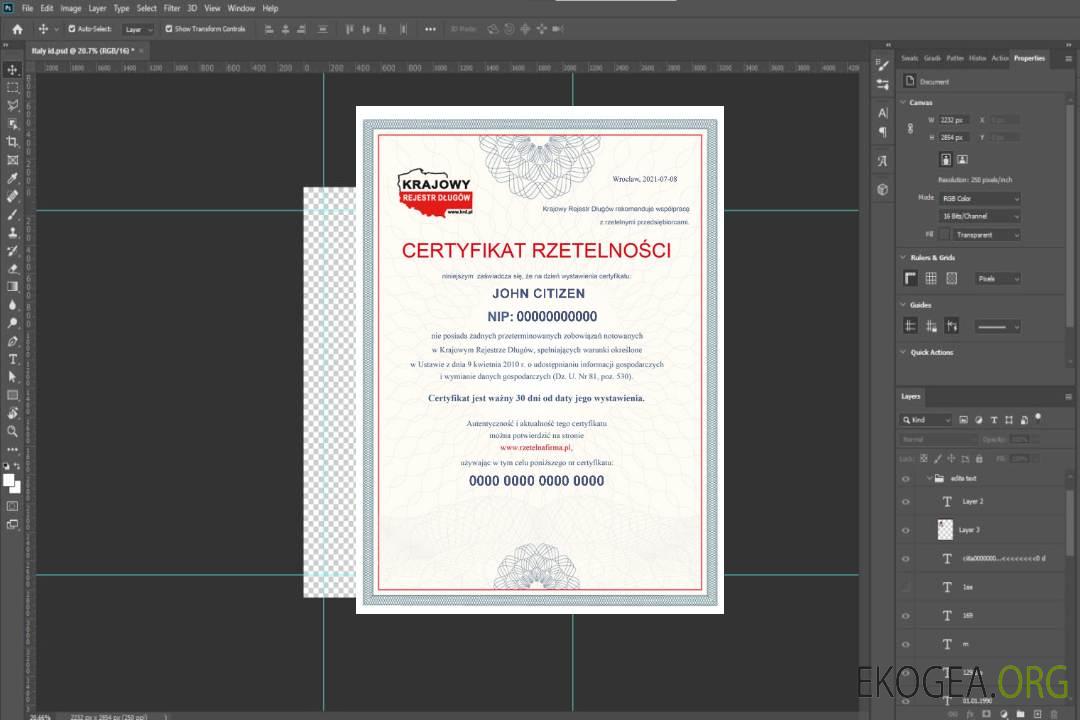 Certificat d'activité POLOGNE template Certificat d'activité POLOGNE template